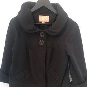 Lightweight, short, navy blue sweatshirt like coat